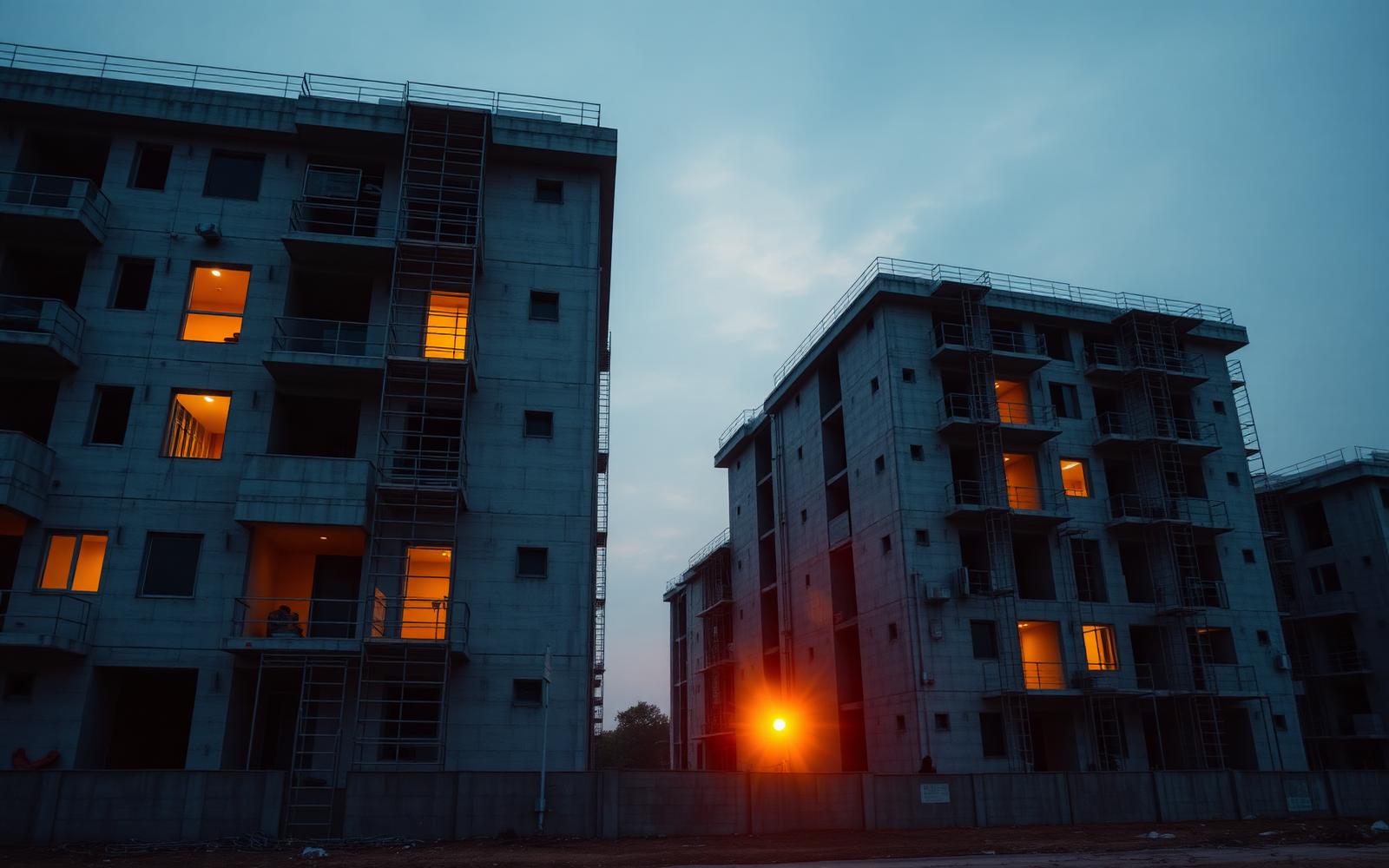 BuildHive Solutions construction site at dusk